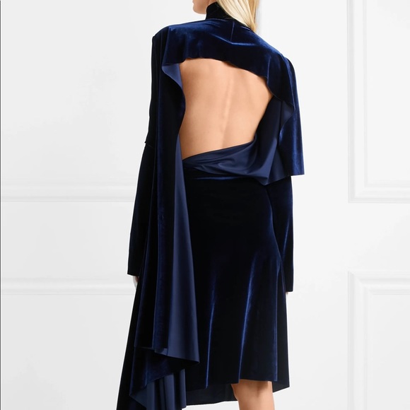 COPY - VETEMENTS VELVET PANEL MIDI DRESS - BLUE S NWT - Picture 5 of 9